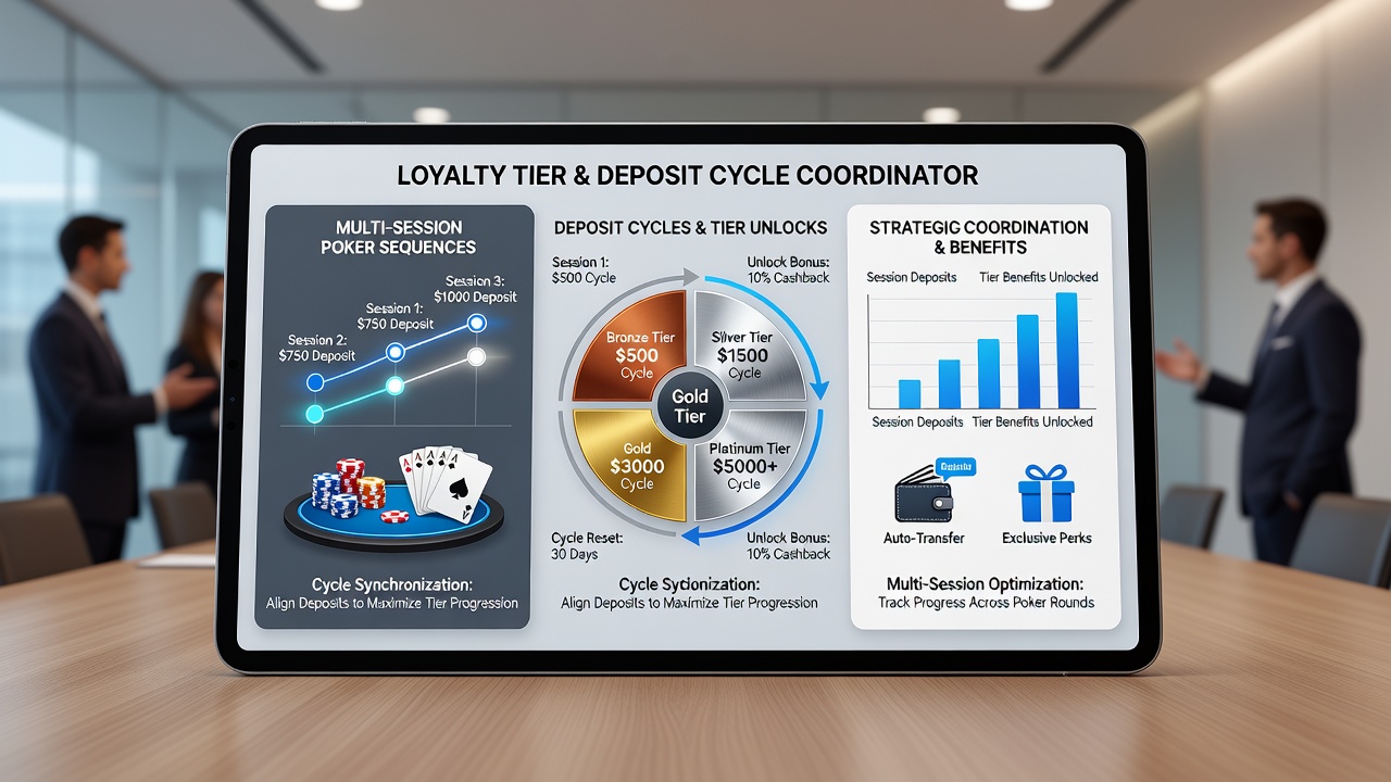 Detailed view of loyalty dashboard showing tier unlocks aligned with deposit timing in poker environments