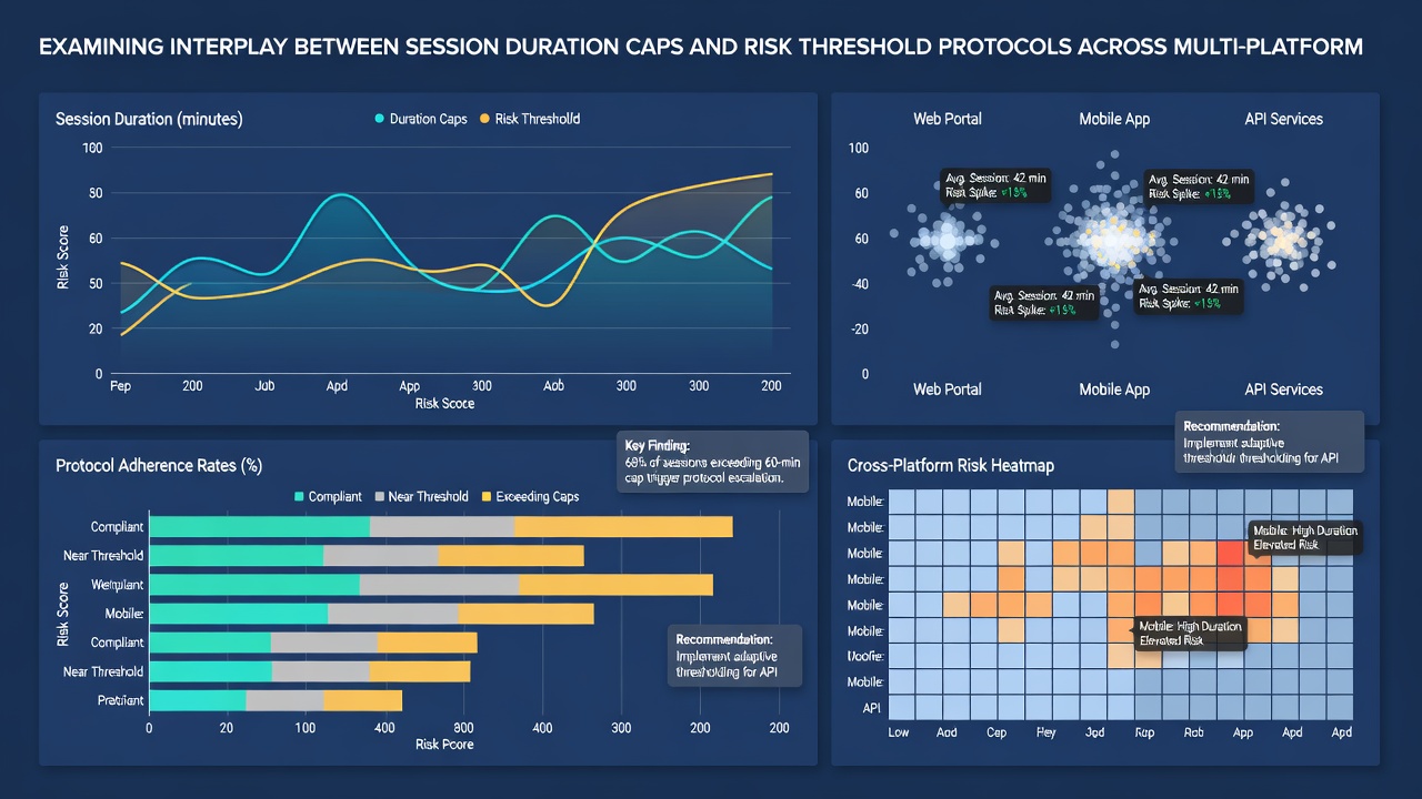 Dashboard view of risk threshold alerts and session duration monitoring across devices