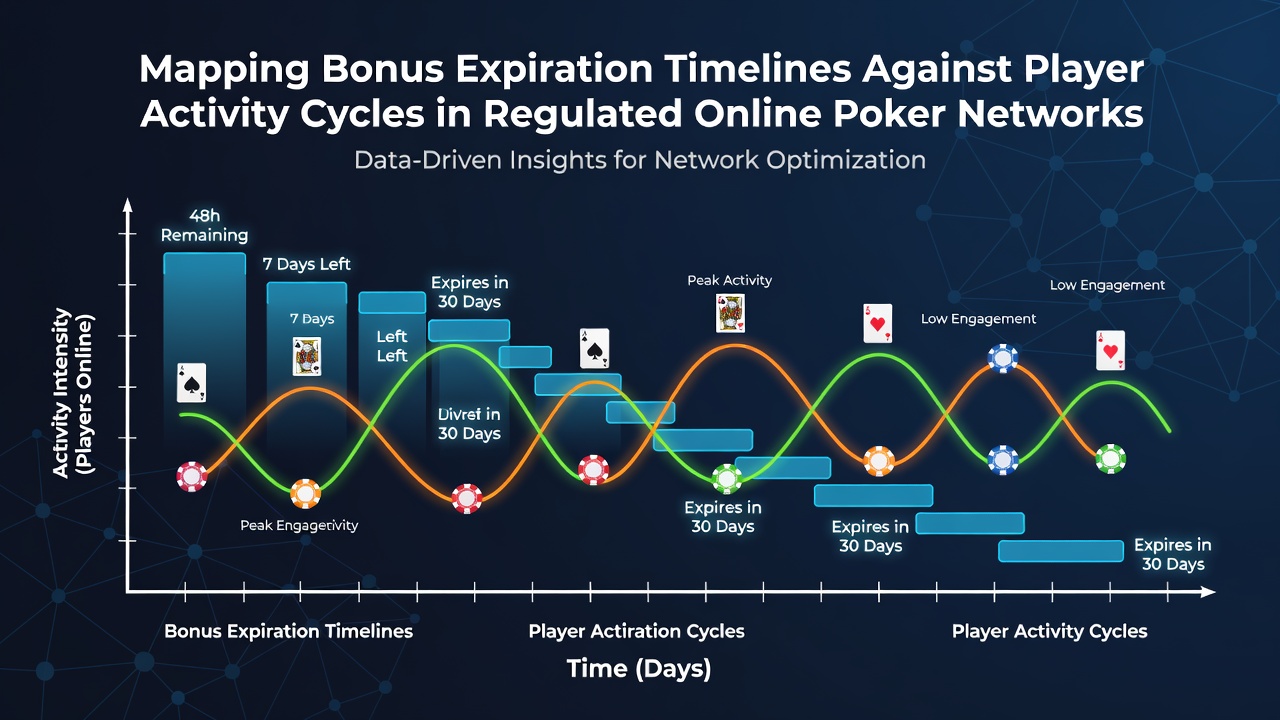 Diagram showing bonus timelines overlaid on player activity heatmaps in online poker platforms