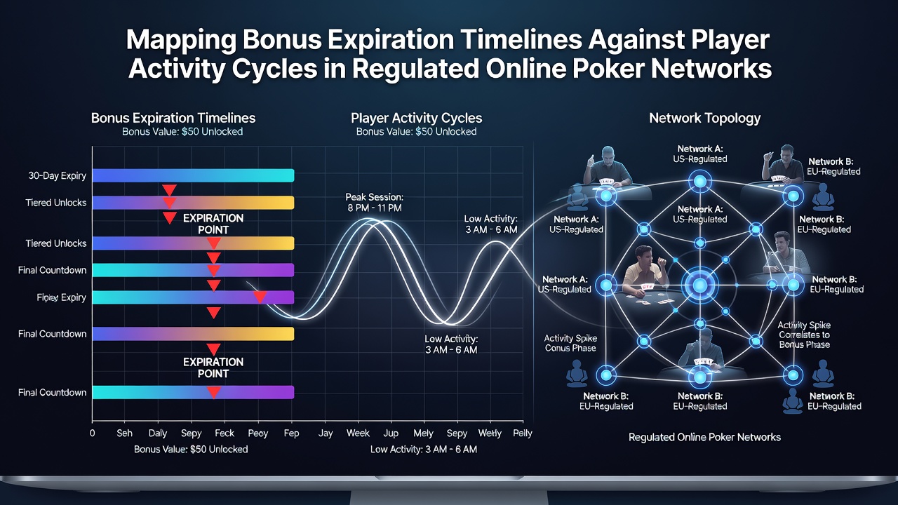 Heatmap visualization of weekly poker activity aligned with sample bonus expiration dates