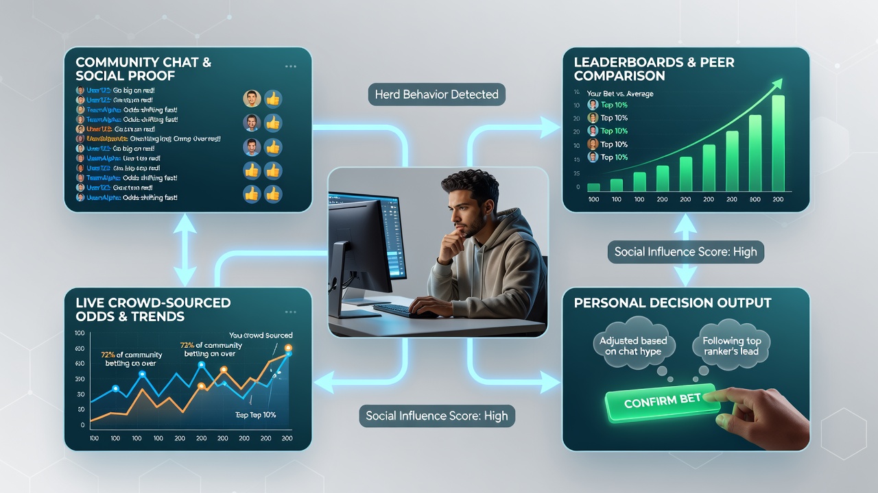 Group of players reviewing shared statistics and notifications in a multiplayer betting environment