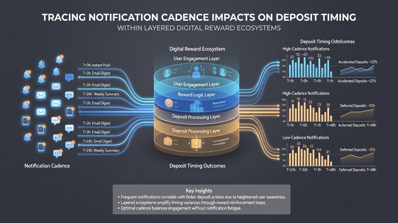 Data charts showing deposit timing shifts correlated with varying notification frequencies in reward ecosystems